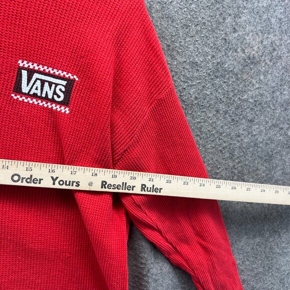 Vans Shirt Womens Small Red Waffle Knit Cropped Top Thermal Long Sleeve - Picture 6 of 10